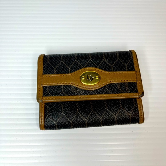 Dior Tan and Black Leather Card Holder - Picture 1 of 6